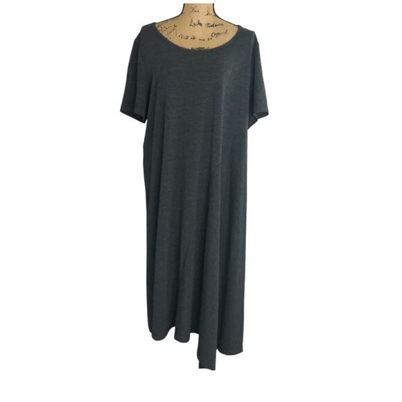 Lane Bryant Gray Shift Dress Womens Size 18 / 20 Asymmetrical Hem Stretch NEW - Picture 1 of 9
